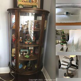 MaxSold Auction: This online auction features a diamond ring, Pool Cue With Case, household decors, Christmas ornaments, tin toys, kitchen appliances, electronics, office chair, brand shoes, power tools, computer bags, hand-carved wood figures, books, cabinets and much more!