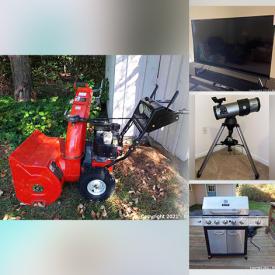 MaxSold Auction: This online auction features Window AC Unit, Art Glass, Snowblower, BBQ Grill, Outdoor Furniture, Smoker, Hess Trucks, Stereo Components, TV, Kitchenaid Mixer, Castle Figurines, Cast Iron Pot, Dremel, Telescope, Dr. Who RC Dalek, Area Rugs and much more!