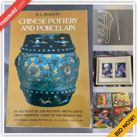 MaxSold Auction: This online auction features Books including Antique, Inscribed, First Editions, Cookbooks, Vintage Clay Dishes, Costume Jewelry and much more!