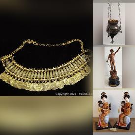 MaxSold Auction: This online auction features Vintage Military Uniforms, Ribbon, Bohemian Necklaces, Vintage Vanity Set, Vintage Le Mineur Metal Statues, Wood Yoke, NIB USB Turntable, Indian Wedding Sari, Costume Jewelry, Garza Art Print Watercolors, Art Glass Perfume Bottle and much more!