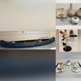 MaxSold Auction: This online auction features wood decor, colored glass, oriental lacquerware, art deco pottery, brass decor, Mix lot Of Porcelain, music records, china plates, wall arts, basketball cards, board games, books, vintage canoe with paddles, vintage univex movie camera, costume jewelry and much more!