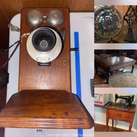 MaxSold Auction: This online auction features Art & Decor, VCR tapes, mirrors, frames, lamps, books, TV, electronics, outdoor furniture, benches, nightstands, Wurlitzer Piano, guitar consoles, desks, sewing machines, small appliances, bookshelves, dishes and much more!