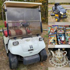 MaxSold Auction: This online auction features Ride-on Mower, Gas Golf Cart, Firefighter Art, Sports Cards, Comics, Framed Wall Art. Barbies, LPs, Toys, Chain Saws, Presidential Teapots, Leaf Blowers, Skis, Generator, Vintage Toys, Coins, Husky Tool Chest, Vintage Crates and much more!