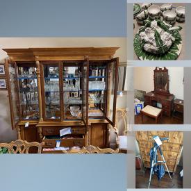 MaxSold Auction: This online auction features Hickory white wood side table, Antique dresser with mirror, Velvet recliner, books, vinyl records, Pendulum wood clock, Magnepan speakers, mountain bikes and much more!