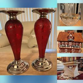 MaxSold Auction: This online auction features Cherry Wood Display Furniture, German Crystal, Ruby Red Bird Crystal, Crystal Rose, Clay House and much more!