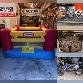 MaxSold Auction: This online auction features a guitar, power washer, kids toys, Christmas tree and decor, jackets, car and jack stands, 120-gallon fish tank, luggage, generator, dirt bike, garden hose, metal rack skis, running boards, fabric, bouncy castle, kids push cars and much more!