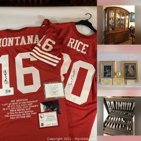 MaxSold Auction: This online auction features Autographed Sports Memorabilia, Sterling Silver, Waterford Crystal, China, Ralph O. Muncaster Brand New Books, Cherry Furniture, Grandfather Clock, Puzzles, Beach Cruiser Bike and much more!