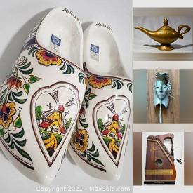 MaxSold Auction: This online auction features Authentic Vintage Dutch Wooden Shoes, Napier Necklace, Violin With Case, Alladins' Lamp, Vintage Jewelry, Printer, Asian Style Clothing, Vintage Perfume Atomizers, Kilts, Decorative Masks, Vintage Toys, Area Rug, Royal Daulton Figurine, Vintage Wigs, Vintage Mandolin Harp and much more!