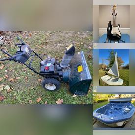 MaxSold Auction: This online auction features small sailboat, Marquis Mirage hot tub, Craftsman lawn tractor, collectibles such as Hummel and stamp collection, Flamefast kiln, Yard Machines snow blower, power tools, vintage cameras, acoustic guitars, electric guitars, vinyl records and much, much more!