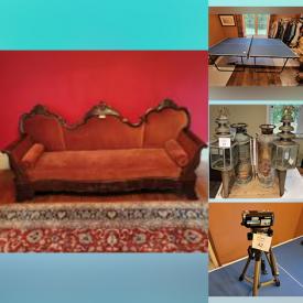 MaxSold Auction: This online auction features Vintage Camelback Sofa, Settee, Barrister's Bookcase, Storage Chest, TVs, Antique Brass Bed Frame, Ping Pong Table, Vintage Books, Dollhouse, Ukuleles, Guitar, Outdoor Gear, Collector's Plates, Collectible Dolls and much more!