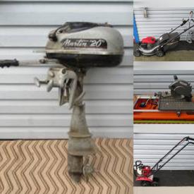 MaxSold Auction: This online auction features a wet tile saw, folding patio table with chairs, lanterns, golfing bag stroller, boat motor, travel suitcase, cabinets, gardening tools, vintage saw, heavy-duty tire rock, dessert bowl, steamer and much more!