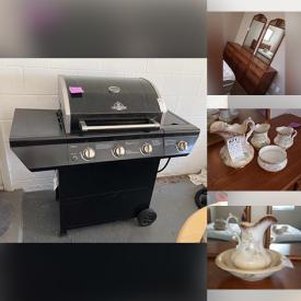 MaxSold Auction: This online auction features furniture such as a Bernhardt nightstand, bed frame, dresser, barber's wall cabinet, TV stand, folding table, sewing table and more, Schwinn bicycle, Epson laser printer, Greenworks electric pressure washer, Grill Master propane grill, Budweiser steins, portable fireplace, BBQ grill, kitchenware, vintage patterns, ladders, tools, yard care tools, wall art, Knowles Taylor & Knowles Co pitcher and much more!