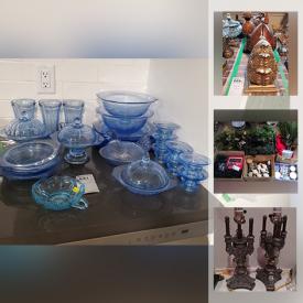 MaxSold Auction: This online auction features artificial plants, lamps, blue dinnerware, brassware, baskets, candleholders, religious wall art, clay pots, picture frames, lampshades, steins, crafting supplies, books, Queen Anne china, faux egg decorations, holiday decor and much more!