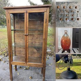 MaxSold Auction: This online auction features Tabletop Letterpress, MCM Furniture, Carved Tribal Mask, Farmhouse Pendant Lights, Ceramic Jug, Dog Collars, Ceiling Fan, Area Rugs, Washer, Dryer and much more!