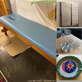 MaxSold Auction: This online auction features Chiropractic/therapy Tables, White China Plates, Bathroom Fixtures, Octolights, Navajo Kachina Doll, Mexican Dishes and much more!