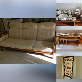 MaxSold Auction: This online auction features furniture such as a vintage Vilas maple desk and chair, tea cart, teak record cabinet, entertainment unit, teak sofa, MCM telephone table and more, folk art vases, Murano glass vase, Denby dinnerware, Invacare wheelchair, vintage coasters, barware, books, prints, vinyl LPs, CDs, Sony stereo components, ruga, silverplate, kitchenware, office supplies, skis, snow tools and much more!