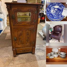 MaxSold Auction: This online auction features furniture such as a vintage hope chest, folding table, dressers, cedar chest, antique icebox, La-Z-Boy recliner, curio and vintage cabinet, rattan side tables, rattan chairs and more, wall mirror, wall art, Krosno glass decanter, Persian rug, pedestal, lamps, decor, quarter collection, Wedgwood, model cars, Hummels, Lenox butterflies, Ryobi tools, Belleek china and much more!