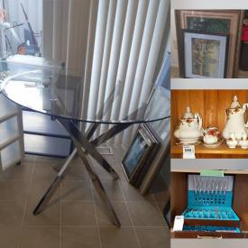 MaxSold Auction: This online auction features Fridge, DinetteTable, Framed Art, Storage Bench, Rackets, Display Cabinet, Fine China, Crystals, Armchair, End Tables, Coffee Table, Tool Boxes, Patio Table, Chairs, Umbrella, Stool, Tires, Portable DVD Player, PSP, Games and much more!