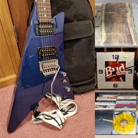 MaxSold Auction: This online auction features an Epiphone Modern guitar, vinyl records, live edge wood, Beatles memorabilia, small kitchen appliances, baby items, Boss distortion pedal, electronics, solid doors, oak hardwood flooring, hardware, music posters, drums, audio accessories, grilling set, violin parts and much more!