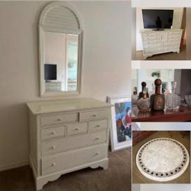 MaxSold Auction: This online auction features mirrors, beds, crystals, decanters, coffee table, swivel rocker, side table, marble pedestal and much more!