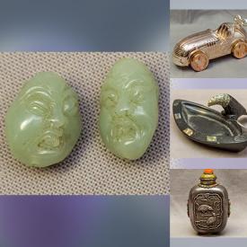 MaxSold Auction: This online auction features Ice Jade Carved Pendants, Jade Jewellery Beads, Jade Carved Dragon Seal, Carved Snuff Bottles, Jade Bangles, Haida Carved Argillite Dish, Art Glass, Waterford Crystal Glasses, Wedgwood Coffee Set, Studio Pottery, Teacups & Saucers, Satsuma Porcelain Plate and much more!