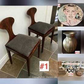 MaxSold Auction: This online auction features mahogany chairs, wrought iron table, pottery, decor, art deco canisters, sterling silver, DVDs, Ricoh printer with ink, paper shredder, office supplies, vintage magazines, golf clubs, boxing equipment, keyboard, and much more!