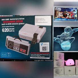 MaxSold Auction: This online auction features items for kids such as 3D Spiderman lamp illusion, VTech smart wheels, Star Wars lightsaber, Hockey figurines, electronics such as Panasonic Digital Cordless Phones, Voice amplifier, Infrared thermometer, Smart neck massage, soap dispenser, Christmas lights, vacuum cleaner, jewelry box, Holy Stone H-S Series HS1100D Drone, WII Mini, wireless sport headwear, Russian style fur hat with Bluetooth headpiece, smart watches and much more!