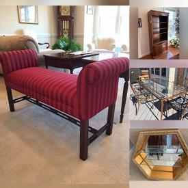 MaxSold Auction: This online auction features mirror, furniture such as Occasional Chair, End Table, Upholstered scalloped easy chair, Cabinets, Dining Room Table and much more!