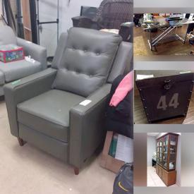 MaxSold Auction: This online auction features furniture such as Sklar Peppler hutch, shelving units, dressers, glass top desk, leather recliner chair, side tables, love seat, and MCM sofa, home decor, books, dishware, framed wall art, area rugs, HP OfficeJet, lamps, area rugs and much more!