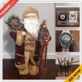 MaxSold Auction: This online auction features Christmas decoration such as Santa Claus, ornaments, tree toppers, Christmas bells, wreaths, vintage outdoor Christmas lights, vintage Christmas ornaments, nutcrackers, Nintendo Wii and much more!