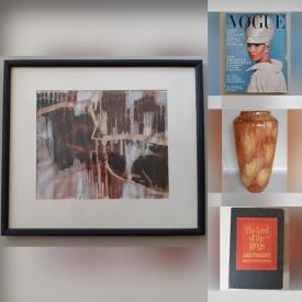 MaxSold Auction: This online auction features Original Barbara Caruso Painting, Vintage Books, Art Catalogs, Vintage Vogue Magazines, West German Vases, Art Books, Barbara Caruso Prints, Mason Jars and much more!