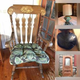 MaxSold Auction: This online auction features Wine Racks, NIB Massage Cushion, Collector Plates, Vintage Lamps, Antique Wooden Rocking Chair, Antique Wooden Door Dog Crates, Winter Tires, Manual Awning, Electric Stove, Dryer and much more!