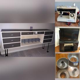 MaxSold Auction: This online auction features Furniture, Small Kitchen Appliances, Cookbooks, Kitchen Gadgets, Bakeware, Sewing Machine, Vacuum, Washing Machine, TV and much more!