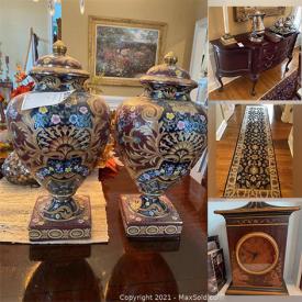 MaxSold Auction: This online auction features household items: Loveseat, bookshelf, china cabinet, tables, sideboard, wine chest, beds, lamps, mirrors, rugs, clocks and much more.