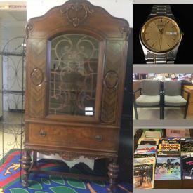 MaxSold Auction: This online charity auction features Limoges, silverplate, fine bone china, furniture such as wooden desk with chair, storage cabinet, coffee table, teak credenza, and wooden chairs, record albums, sporting goods, window treatments, stemware, small home appliances, books, home decor and much more!