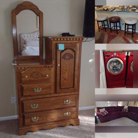 MaxSold Auction: This online auction features Treadmill, sofa set, TV, washer, dryer, coffee tables, bookcase, wall art, organ, books, vase, house decors, rugs, dog supplies, dresser and much more!