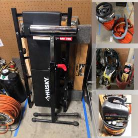 MaxSold Auction: This online auction features books, kitchenware, accessories, linens, coolers, chairs, tools such as power washers, roller stands, creepers, fittings and hangers, paints, painting supplies, ladders, toolboxes, connectors, dry vacs, sawhorses and much more!