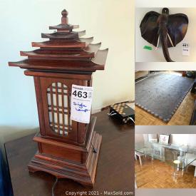 MaxSold Auction: This online auction features household items: dining modern glass table, dining chairs, leather sectional couch, kitchen cart, entertainment unit, bed, wall mirror, lamps and much more.