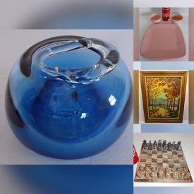 MaxSold Auction: This online auction features an MCM shelf, vintage vases, crockery, handpainted trinket boxes, Art Deco thermos, vintage Murano glass, Melmac, Royal Copenhagen, vintage Replogle world globes, vintage games, electronics, vintage onyx chessboard and much more!