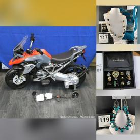 MaxSold Auction: This online auction features toys, stuffed animals, jewelry, craft items, books, cat lover items, bike light, footwear, household decor, cat jewelry and accessories, vintage Emide pasta maker, kids workbench, BMW kids motorbike and much more!