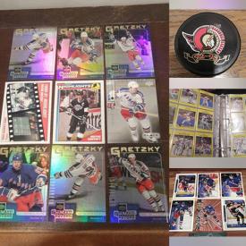 MaxSold Auction: This online auction features a variety of Hockey cards, Football card sets, Trading cards pack, Ottawa Senators jockey puck, Cowboy Hat, Vintage NFL San Francisco 49ers Bank, The Beatles Puzzle, Kobe Bryant Rookie Basketball card, Vintage Quints felt pennants north bay and much more!