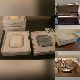 MaxSold Auction: This auction features a bench, shelves, dining table, chairs, ear pods, vases, pots, building materials, piano, kitchen utensils, handbags, dresser, printer, Christmas decors, books, shoes and much more!