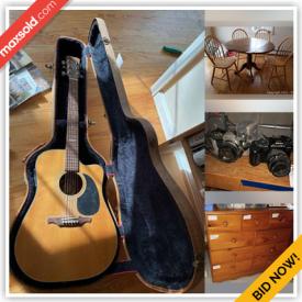 MaxSold Auction: This online auction features an acoustic guitar, shelves, bookcases, books, bikes, amplifier, Nikon cameras, computer accessories, VCR, CDs, furniture, wall art, side tables, yard tools,  kitchenware, china, copper fountain, quilts and much more.
