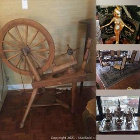 MaxSold Auction: This online auction features such as Gold painting, Gold sofa, Coffe Table, Clock, Figurines, Jewelry, Hanging Swag Lamp, Outdoor Table and Chairs, Popcorn Maker, Wall arts, Frames mirror and much more!