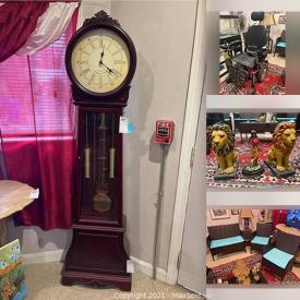 MaxSold Auction: This online auction features items such as Grandfather clock, Metal candle holder, Outdoor Furniture, Parrot Art, Coffee table, Candle Sticks, Tiger Statue, Bar Stools, Glass and metal aquarium, Tea Cups, Washing machine, Pressure Cooker And Blender, Kids Bike and much more!