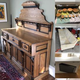 MaxSold Auction: This online auction features Oak Sideboard, Copper Pots, Stained Glass Windows, Antique Writing Desk, West African Masks, Antique Cast Iron Stove, Lawnmower, Balusters, British Comics, Reclaimed Windows and much more!