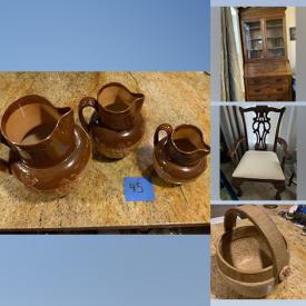 MaxSold Auction: This online auction features Blue Leaf Tea Pot, Christmas Decor, Leather Recliner, Outdoor Decor, Antique Secretary, Studio Pottery, Daulton Harvest Jugs, Lingerie Chest, Porcelain Dolls, Vintage TY Beanie Baby’s and much more.