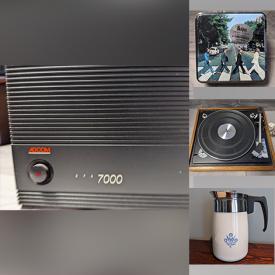 MaxSold Auction: This online auction features Tube Radio, Stereo Components, NIB Coffee Makers, Cymbals, Vintage Bass Guitar, Drums, Violins, The Beatles Collectibles, Binoculars, Japanese Vacuum Carafe, Vintage Milk Glass, MCM Barware, NIB Grilling Stone, Electric Guitar, Key Duplicating Machine and much more!