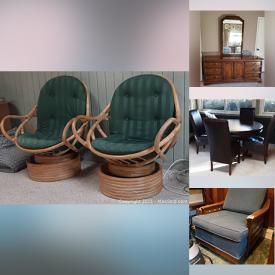 MaxSold Auction: This online auction features Drexel Dresser and Mirror, Drexel Armoire Chest, Bookcase, China Hutch, Arm Chair, Side Table, Bar Stools and much more.