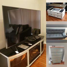 MaxSold Auction: This auction features Sofa, patio furniture, kitchen appliances, cooking utensils, TV, media cabinet, coffee table, vases, dining tables, office desk, printer, office supplies, men shoes, men suites, healthcare items and much more!